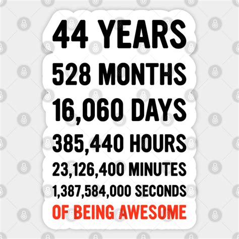 44th Birthday Countdown Of Being Awesome Happy Birthday Funny T