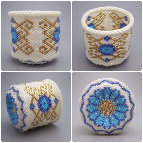 Scroll Pattern Beaded Basket Collectible Basket Bead Art Seed Beads