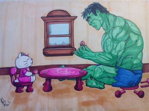 Hello Kitty Vs Hulk By Purplepastelchalk On Deviantart