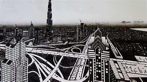 Dubai Skyline Drawing Time Lapse Youtube