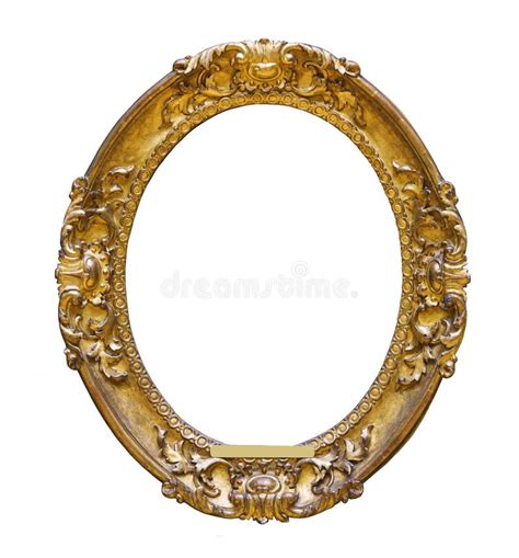 Vintage Wooden Oval Frame On White Background Stock Photo Image Of