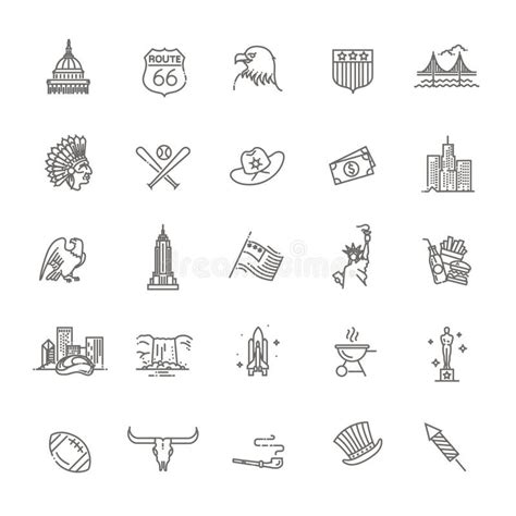 American Culture Icons Culture Signs Of The Usa Stock Vector