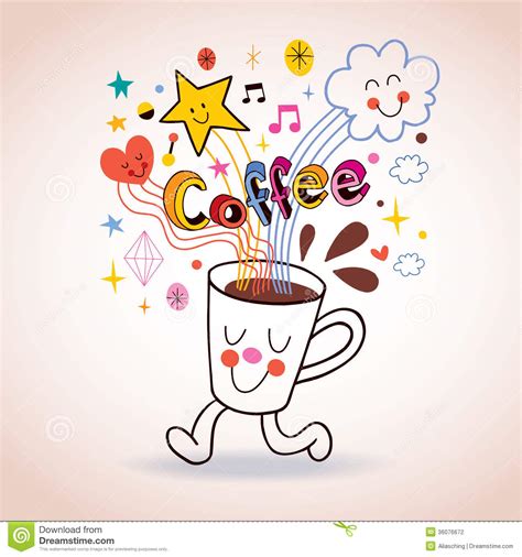 Cartoon Coffee Cup Cute Character Stock Vector