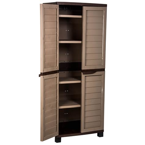 Starplast Outdoor Plastic Garden Utility Cabinet With 4 Shelves Storage