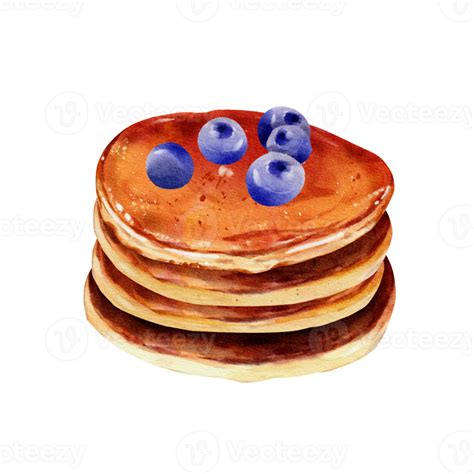 Pancakes With Blueberry Watercolor 32499261 Png