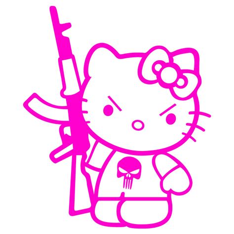 Hello Kitty Gun Vinyl Sticker Bluntone