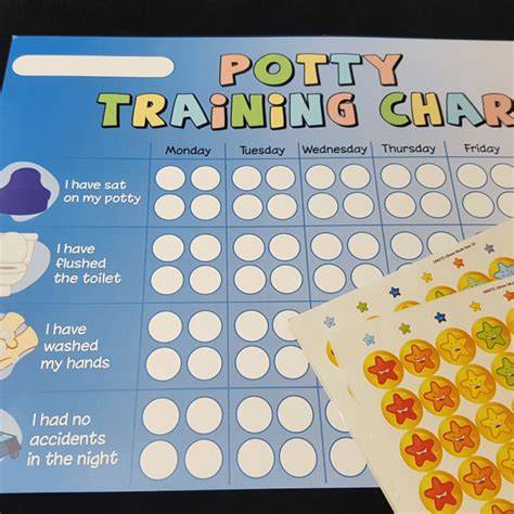 A4 Blue Boys Potty Chart And Star Stickers