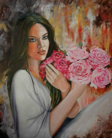 Portrait With Roses Oil Painting Figurative Art 2017 Oil Painting