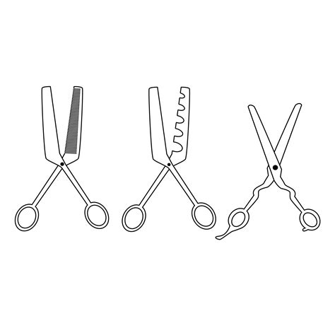 Set With Different Hair Scissors Hairdresser Tool Outline Isoleted