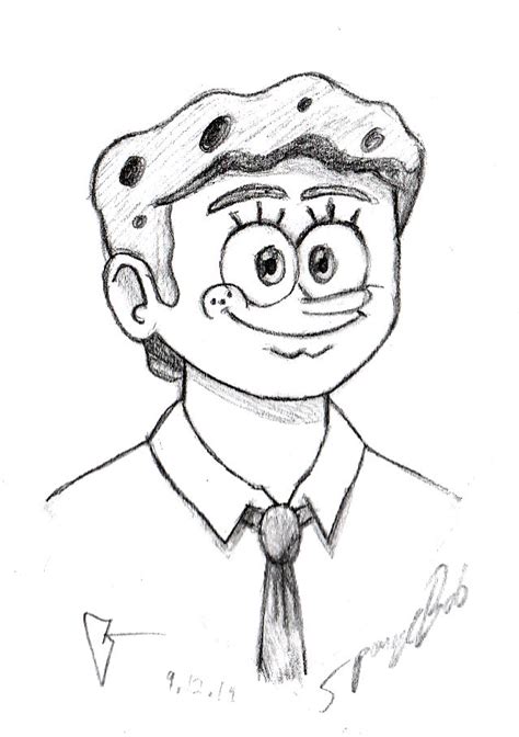 Human Spongebob V2 Sketch Portrait By Gianlucarugergr On Deviantart