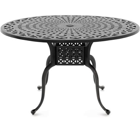 Rust bronze round cast aluminum outdoor dining table. Classique 48 Inch Round Cast Aluminum Patio Dining Table ...