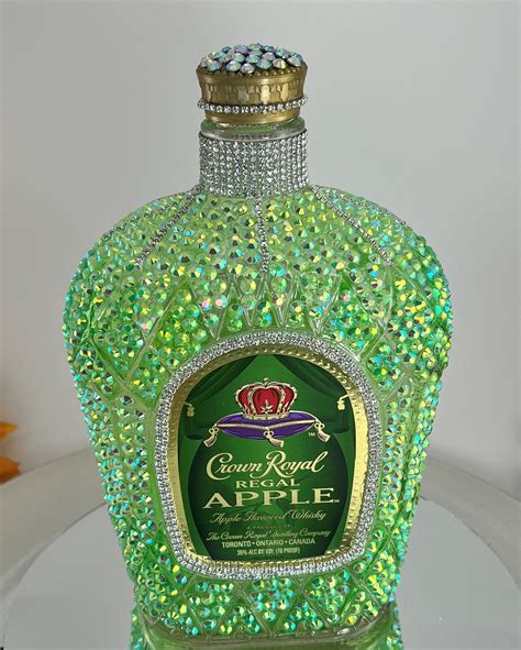 Bedazzled Lime Green Crown R Whiskey Bottle Decanter Bling Etsy In