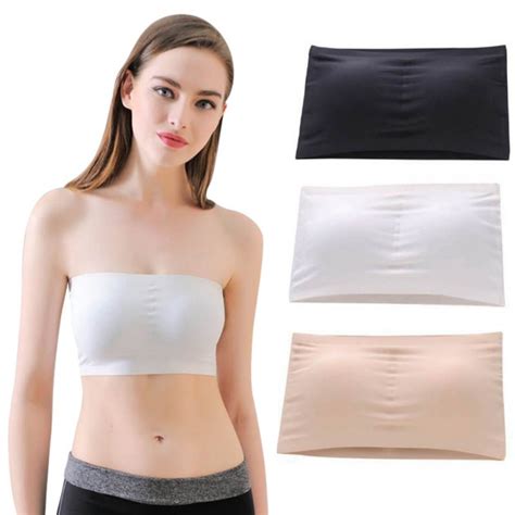 women sexy seamless solid wrap chest stretch tube top bras wire free padded bralette bandeau