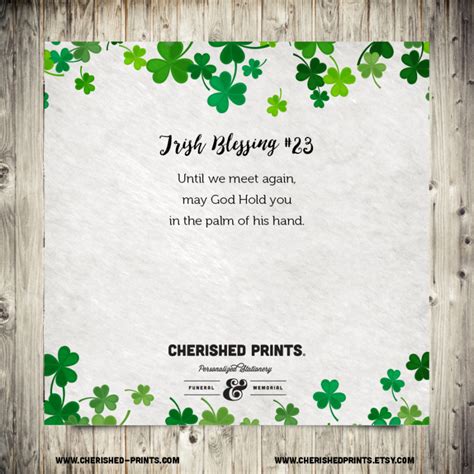 Irish Blessing 23 Until We Meet Again May God Hold You In The Palm Of His Hand • Cherished Prints