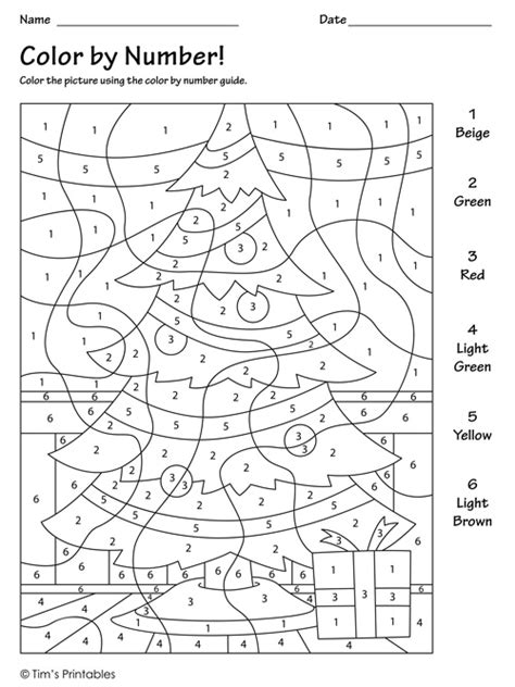 Color By Number The Christmas Tree Tims Printables