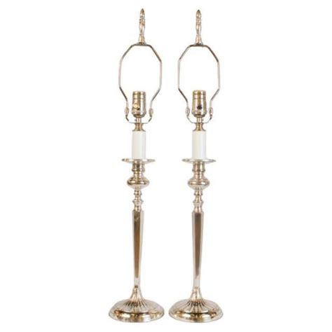 Pair Of Giltwood Candlestick Lamps For Sale At 1stdibs
