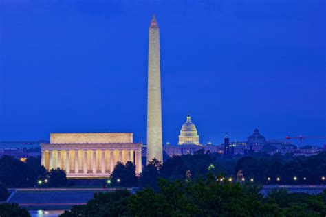 Washington Dc Skyline At Night United States Stock Photo Download
