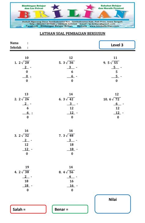 Soal Matematika Kelas Sd Perkalian Dan Pembagian Sinau