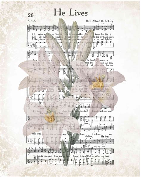He Lives Easter Printable Rustic Hymn With Lily Easter Instant