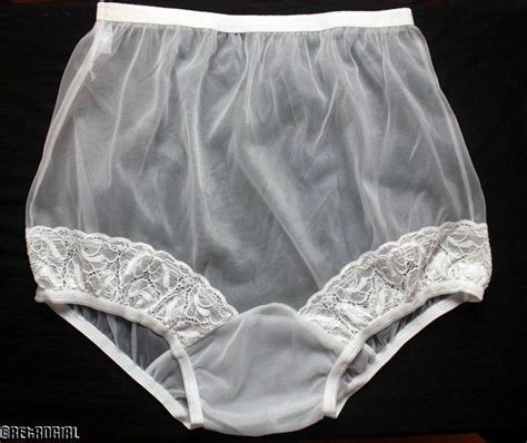 Vintage Retro Nancy King Sheer White Lacey Nylon Pin Up Brief Panties