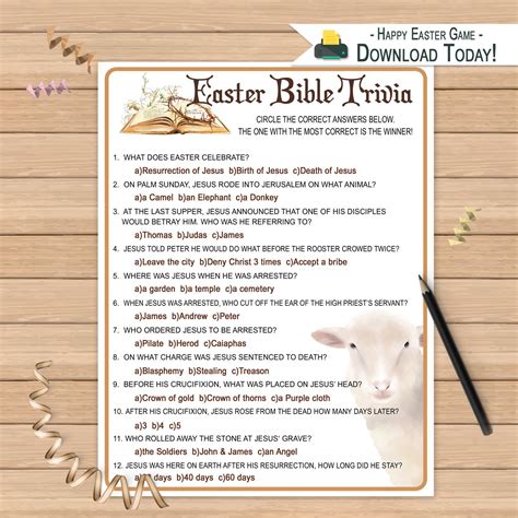 Easter Bible Trivia Questions Easter Religious Game Easter Etsy Artofit