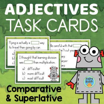 Comparative And Superlative Adjectives Task Cards Printable Digital