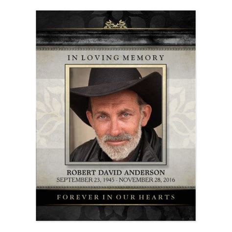 Black And Gold In Loving Memory Sympathy Thank You Postcard Zazzle In