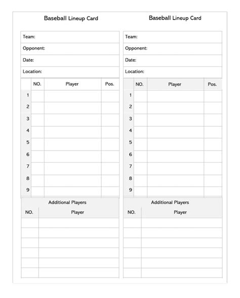 30 Free Printable Baseball Lineup Templates Word Excel