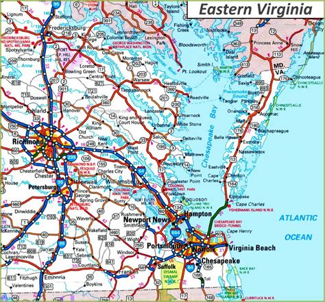 Map Of Virginia State Outline County Cities Towns