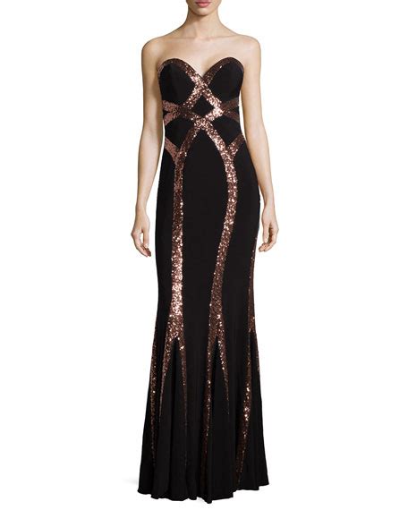 Faviana Strapless Sweetheart Sequined Dress