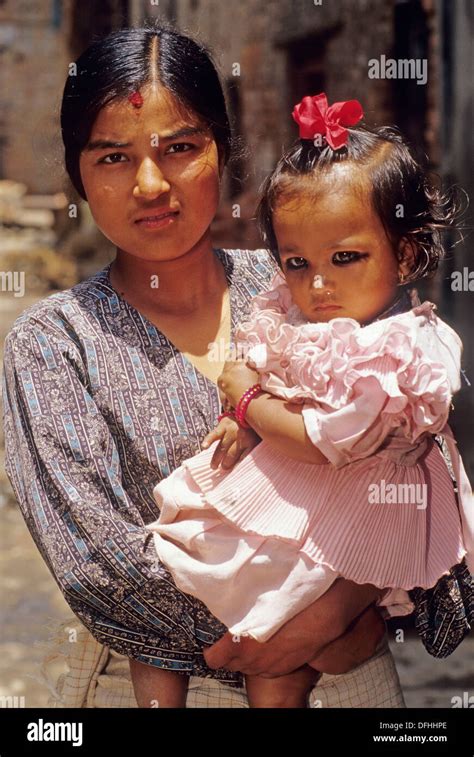 Mother And Sonbungamati Village Of Kathmandu Valleylalitpur Districtnepalhimalayasouth Asia