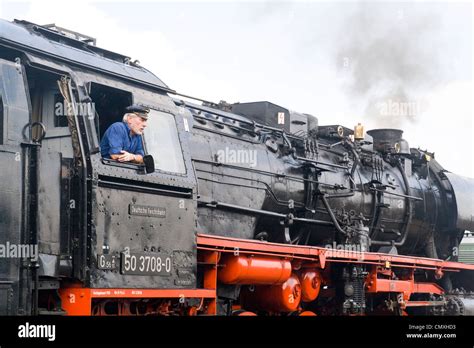German Steam Locomotive At Hilbersdorf Steam Shed Near Chemnitz