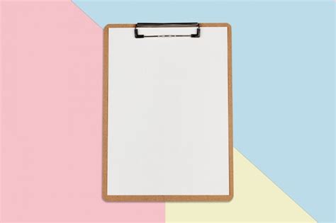 Clipboard With White Sheet On Pastel Color Background Minimal Concept