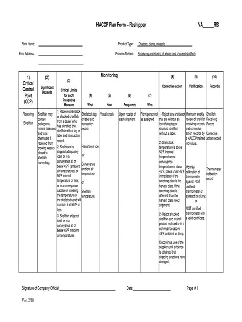 Haccp Form A Fill Out And Sign Printable Pdf Template Signnow