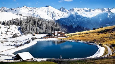 Download Wallpaper Winter Landscape From Alps 1366x768