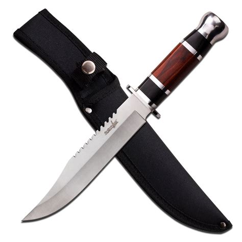 Survivor Fixed Blade Hunting Knife Hk 781l Brown Wood Handle W Sh