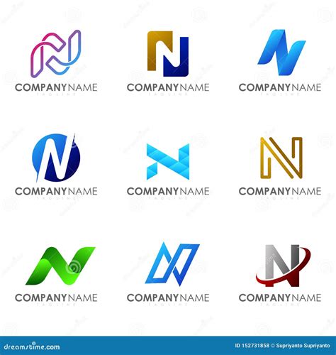 Set Of Modern Alphabet Logo Design Letter N Stock Vector Illustration