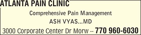 Atlanta Pain Clinic 3000 Corporate Center Dr Morrow Ga 30260