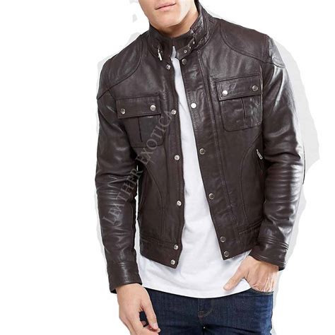 Levi's leather style brown jacket with pull out hoodie cool distressed look rare. Cool Style Leather Jacket With Chest Pocket - Leatherexotica
