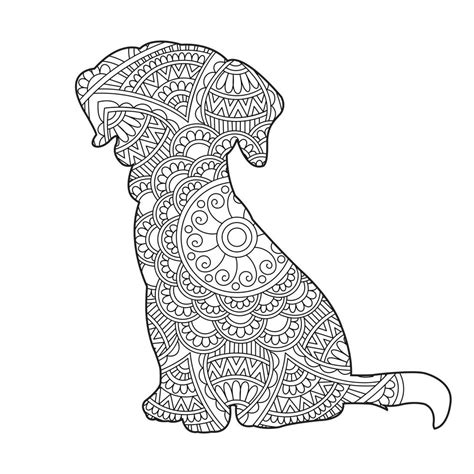 Dog Mandala Coloring Page For Adults Floral Animal Coloring Book