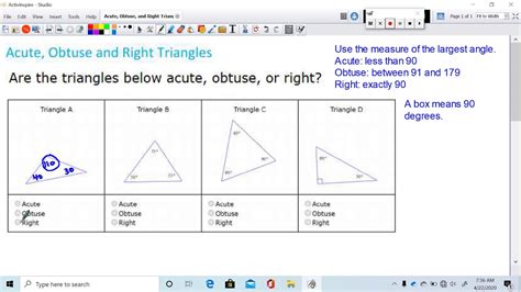 Acute Obtuse And Right Triangles Youtube