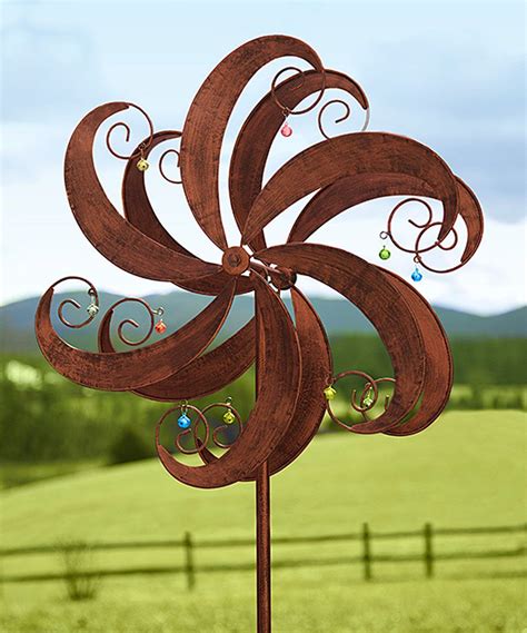 Plow And Hearth Copper Jingle Scroll Wind Spinner Kinetic Garden Stake