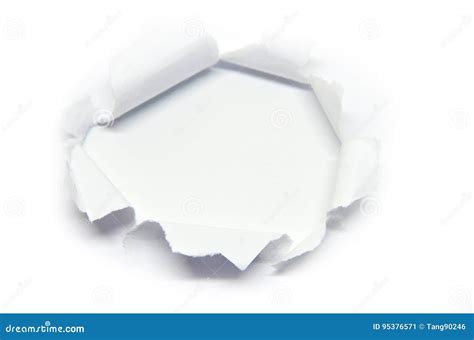 Hole In The Paper With Torn Side Stock Image Image Of Ragged