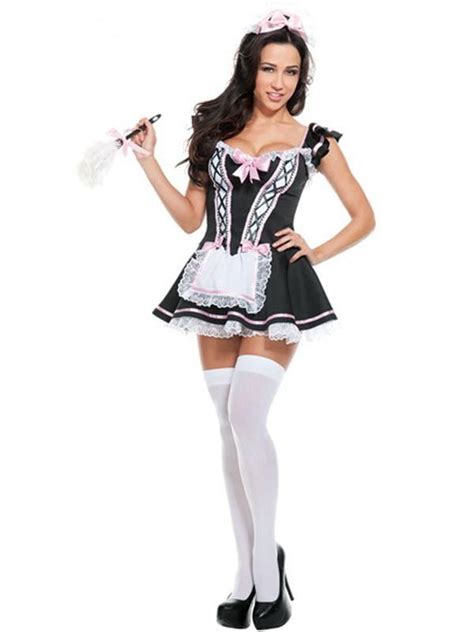 Sexy French Maid Costume Lingerie Dress Pretty Halloween Costumes
