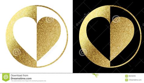 Heart Logo In Golden Stock Vector Illustration Of Rounded