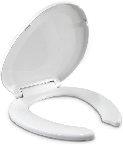 Open Front Toilet Seat With Cover Plastic Elongated White Amazon Co Uk DIY Tools