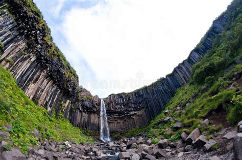 Svartifoss Famous Black Waterfall Iceland Stock Photo Image Of