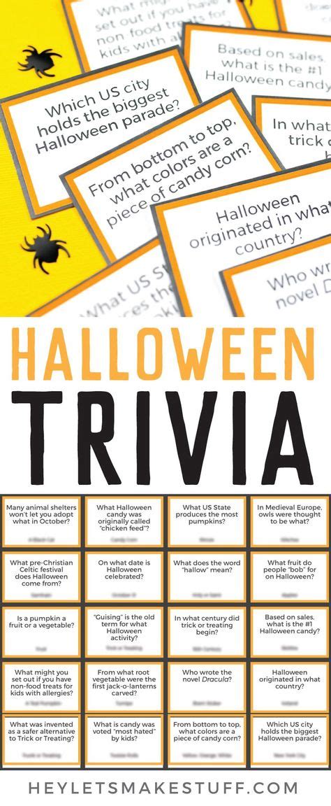 Printable Halloween Trivia Halloween Facts Halloween Fun Facts