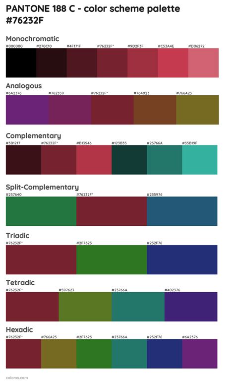 Pantone 188 C Color Palettes