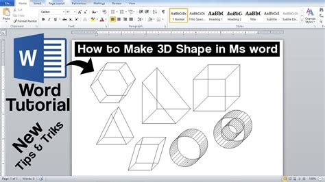 word tutorial how to make 3d shapes in ms word word tips and tricks youtube